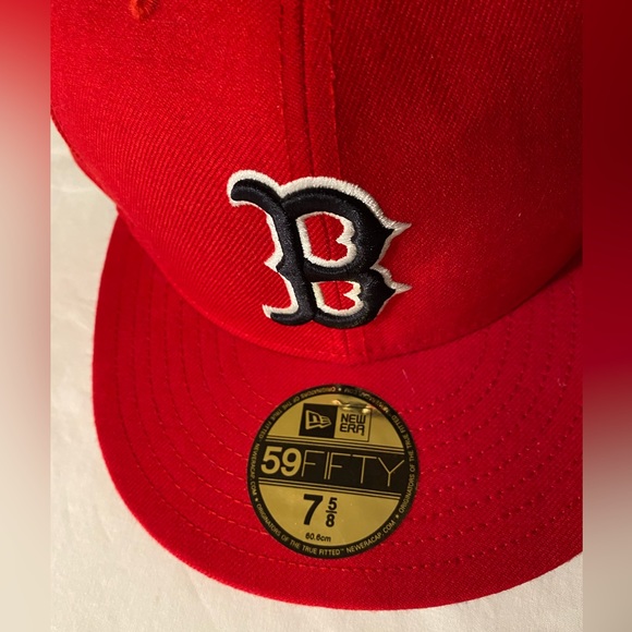 Boston Red Sox New Era RED Authentic 59FIFTY True Fitted Hat Wool Size 7 5/8 - Picture 3 of 6